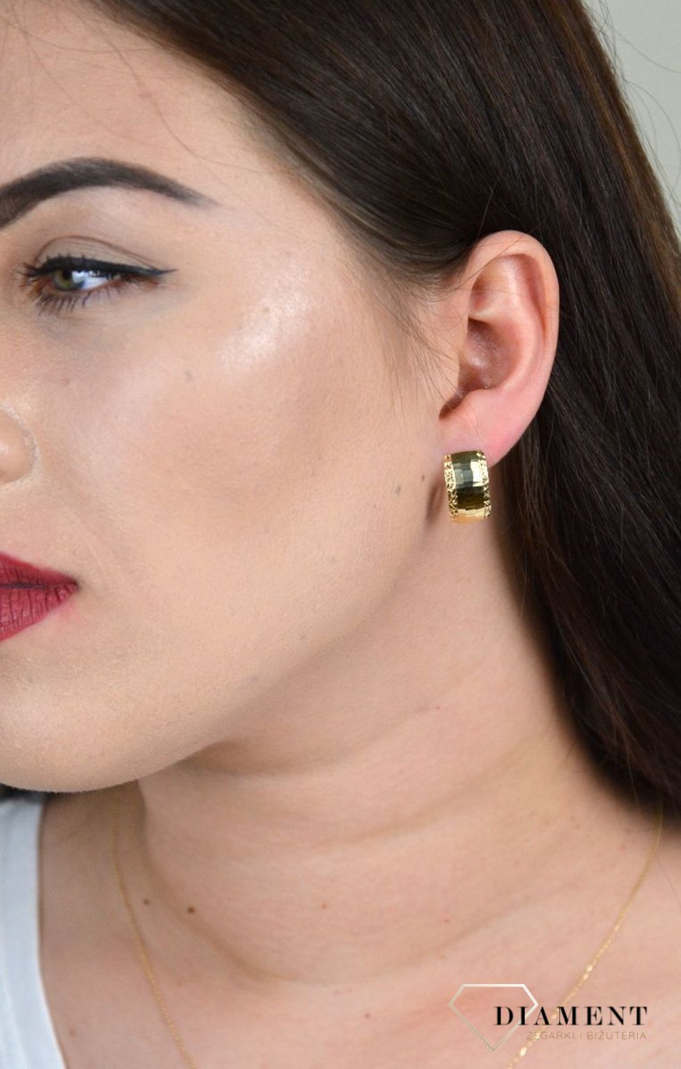 Złote kolczyki z ozdobnym wzorem KL 7416.jpg